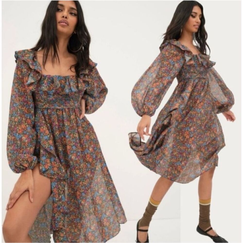 NWT For Love & Lemons x Revolve Brittany Floral Midi Dress Size XS